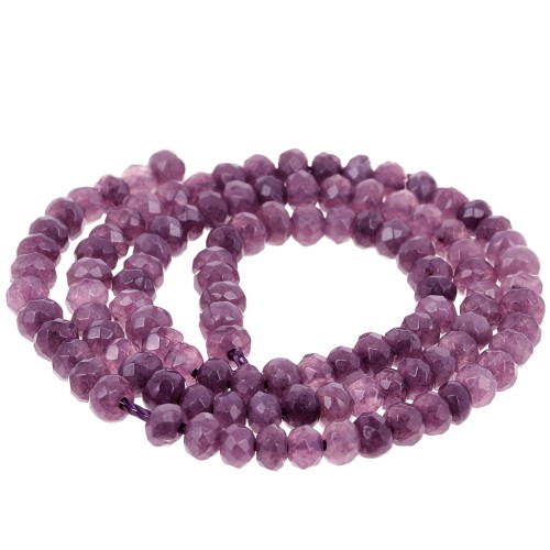 Perles rondes aplaties facettées 4.5x3mm pierre gemme - Quartz violet x34cm