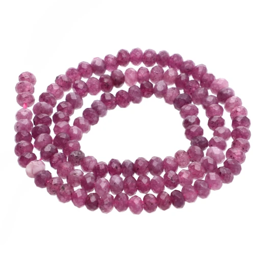 Perles rondes aplaties facettées 4.5x3mm pierre gemme - Quartz violet x34cm