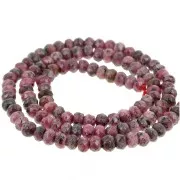 Perles rondes aplaties facettées 4x3 mm gemme teintée Quartz Rose foncé x35cm