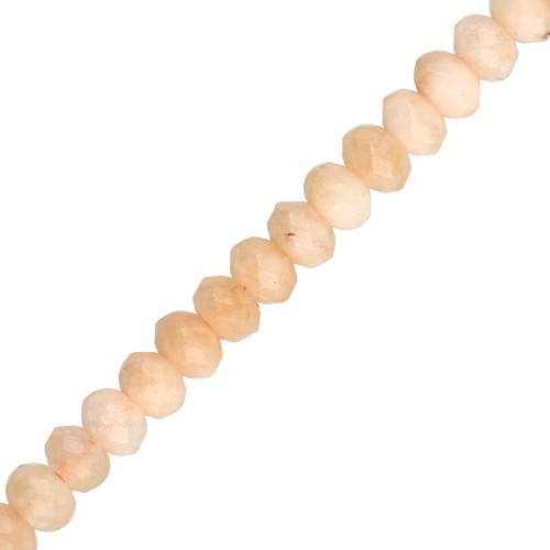 Perles rondes aplaties facettées 4.5x3mm pierre gemme teintée Quartz Saumon 35cm