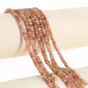 Perles rondes aplaties facettées 4x3 mm pierre gemme teintée - Quartz Saumon x35cm