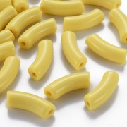 Perles tube incurvé en acrylique opaque 35x11 mm - Jaune x6|raw }}