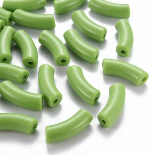 Perles tube incurvé 35x11 mm en acrylique opaque - Vert clair x6
