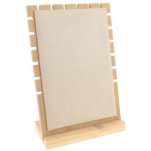Porte bijoux pour collier - forme rectangle 25x17 cm bambou - suédine Beige x1