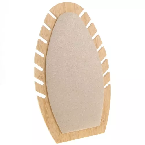 Porte bijoux pour collier - forme ovale 27.5x16cm Bambou - Suédine Beige x1