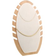 Porte bijoux pour collier - forme ovale 27.5x16cm Bambou - Suédine Beige x1