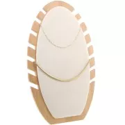 Porte bijoux pour collier - forme ovale 27.5x16cm Bambou - Suédine Beige x1