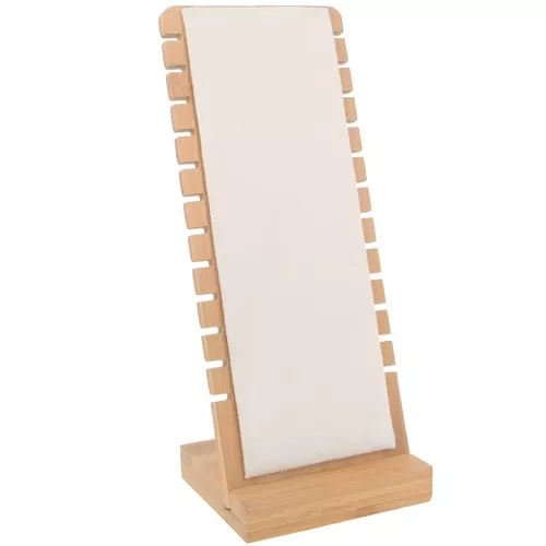 Porte bijoux pour collier - forme rectangle 27x11cm Bambou - Suédine Beige x1