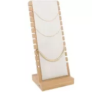 Porte bijoux pour collier - forme rectangle 27x11cm Bambou - Suédine Beige x1