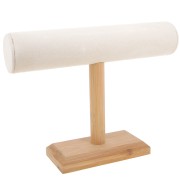 Porte bijoux - présentoir à bijoux pour bracelets 19x25 cm en bois & tissu - Beige|raw }}