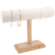 Porte bijoux - présentoir à bijoux pour bracelets 19x25 cm en bois & tissu - Beige