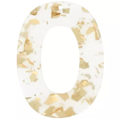 Pendentif ovale évidé 47x35 mm en acétate - Pailleté - Doré - Transparent x1