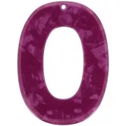 Pendentif ovale évidé en acétate 47x35 mm - Ecaille de tortue - Framboise nacré x1