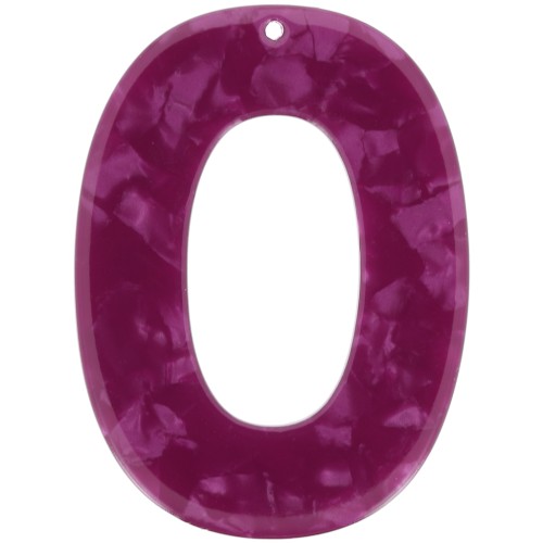 Pendentif ovale évidé 47x35 mm en acétate - Ecaille de tortue - Framboise nacré x1