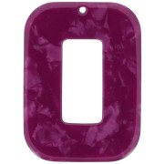 Pendentif rectangle évidé en acétate 40x30 mm - Ecaille tortue - Framboise nacré|raw }}