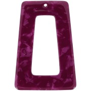 Pendentif trapèze évidé 50x35 mm en acétate - Ecaille tortue - Framboise nacré