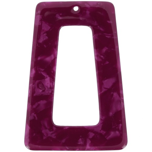 Pendentif trapèze évidé 50x35 mm en acétate - Ecaille tortue - Framboise nacré