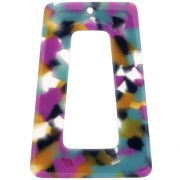 Pendentif trapèze évidé en acétate 50x35mm - Ecaille tortue Fuchsia - Bleu - Camel|raw }}