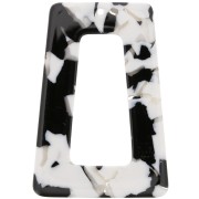 Pendentif trapèze évidé en acétate 50x35 mm - Ecaille tortue - Noir - Blanc x1|raw }}