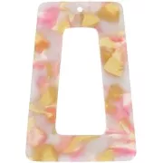 Pendentif trapèze évidé 50x35 mm en acétate - Ecaille tortue - Rose nacré - Miel