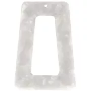 Pendentif trapèze évidé en acétate 50x35 mm - Ecaille tortue - Blanc nacré x1