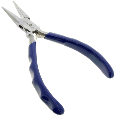 Pince plate bouts ronds à ressort 14.5cm manche ergonomique by Perles&Co Bleu x1