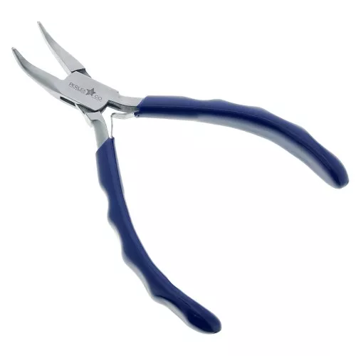 Pince à bec coudé à ressort 14 cm avec manche ergonomique by Perles&Co - Bleu x1