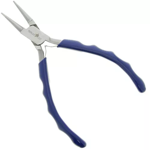 Pince ronde à ressort 14 cm avec manche ergonomique by Perles&Co - Bleu x1