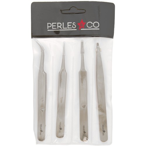 Set de 4 pinces brucelles de précision 12 cm by Perles&Co x1