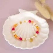 Perles en résine opaque effet mat 6 mm - Rouge corail x10