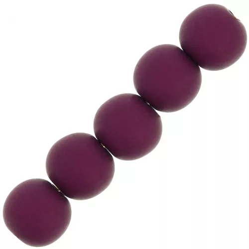 Perles en résine opaque effet mat 6 mm - Aubergine x10