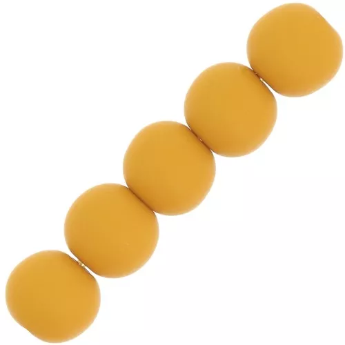 Perles en résine opaque effet mat 6 mm - Moutarde x10
