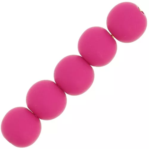 Perles en résine opaque effet mat 6 mm - Fuchsia x10