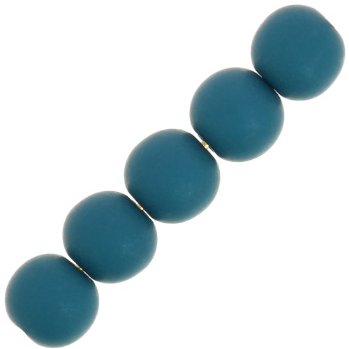 Perles en résine opaque effet mat 6 mm - Bleu canard x10