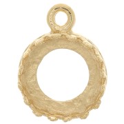 Serti pendentif rond - décor couronne - pour cabochon 8mm - Plaqué Or 3 microns x1