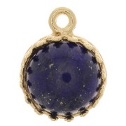 Serti pendentif rond - décor couronne - pour cabochon 8mm - Plaqué Or 3 microns x1