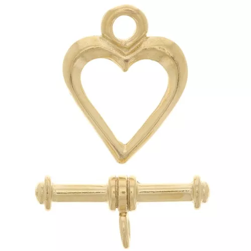 Fermoir T coeur 16x12 mm - Plaqué Or 3 microns x1