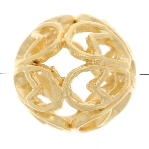 Perle ronde filigranée 10 mm - Plaqué Or 3 microns x1