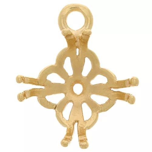 Pendentif serti filigrané pour semi percée & rivoli 10 mm - Doré à l'or fin x1
