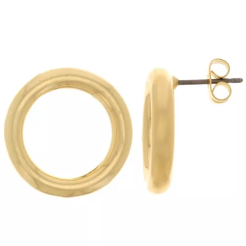 Boucles d'oreilles cercle évidé 19 mm - Doré à l'or fin x2