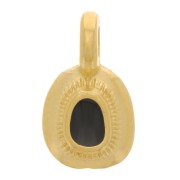 Breloque irrégulière ethnique 11x6 mm avec résine époxy - Doré à l'or fin - Noir x1