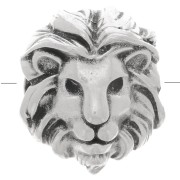 Perle tête de lion 14x12 mm - gros trou - Placage Argent fin vieilli x1|raw }}