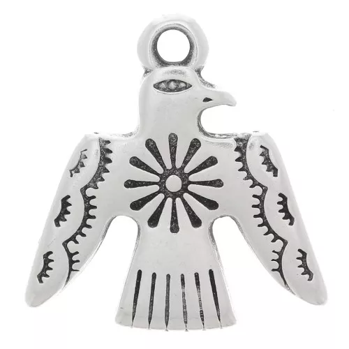 Breloque aigle ethnique 16x15 mm - Placage Argent fin vieilli x1
