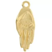 Pendentif main 22x8 mm - motif oeil - Doré à l'or fin x1