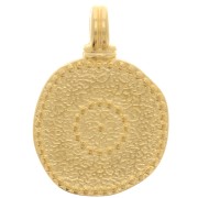 Pendentif rond irrégulier 17 mm - motif oeil - Doré à l'or fin x1|raw }}