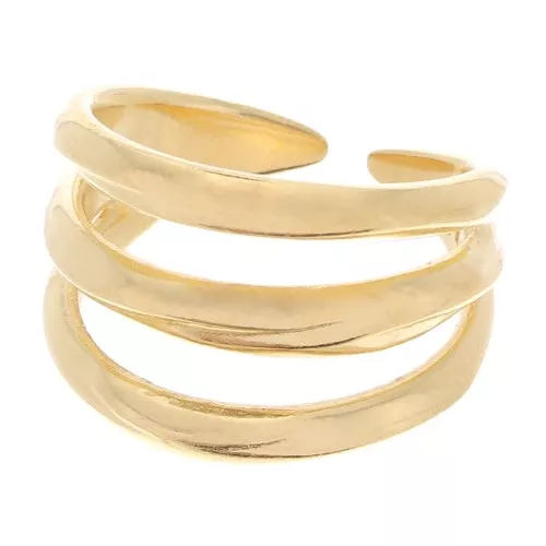Bague large 3 rangs - réglable - Doré à l'or fin x1