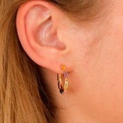 Créoles ouvertes multicolore 20 mm rectangle en verre - Doré à l'or fin x2