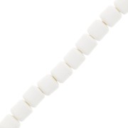 Perles tube style Heishi en pâte polymère 6x6.2 mm - Blanc x39cm