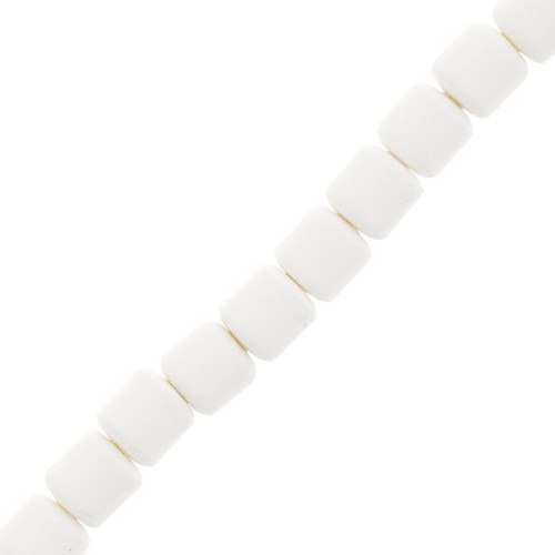 Perles tube style Heishi en pâte polymère 6x6.2 mm - Blanc x39cm