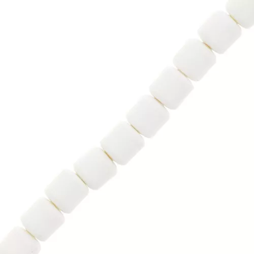 Perles tube style Heishi en pâte polymère 6x6.2 mm - Blanc x39cm